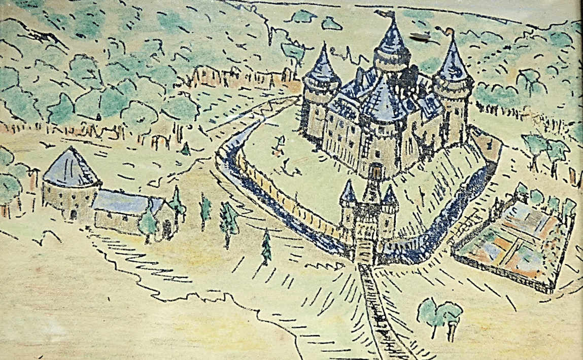 Dessin du château fort de la Gabetière (ancien nom) tel qu’il pouvait l’être – non attesté.